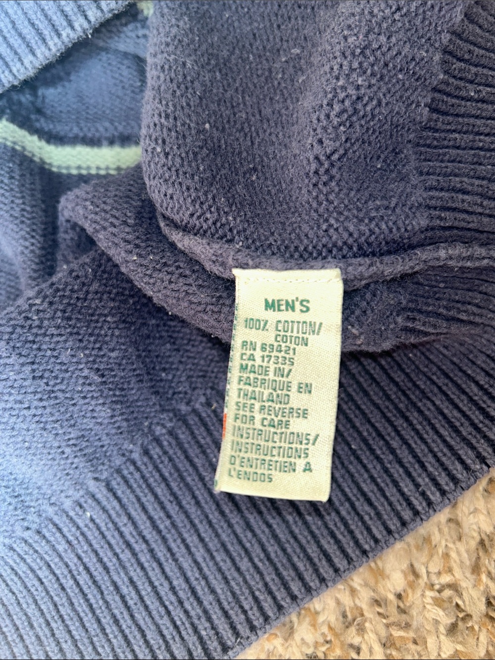 Men’s Vintage Reebok Golf 100% Cotton Blue Textured Crewneck Sweater - Size XL - Picture 3 of 5
